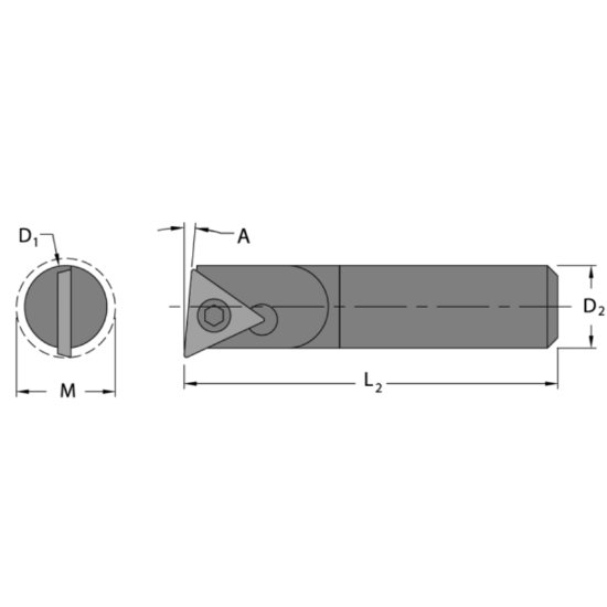 Picture of Everede Tool CB1910LCH Triangle Boring Bar Dia0.1875 Positive 0.1870 4.75mm Cutter Dia